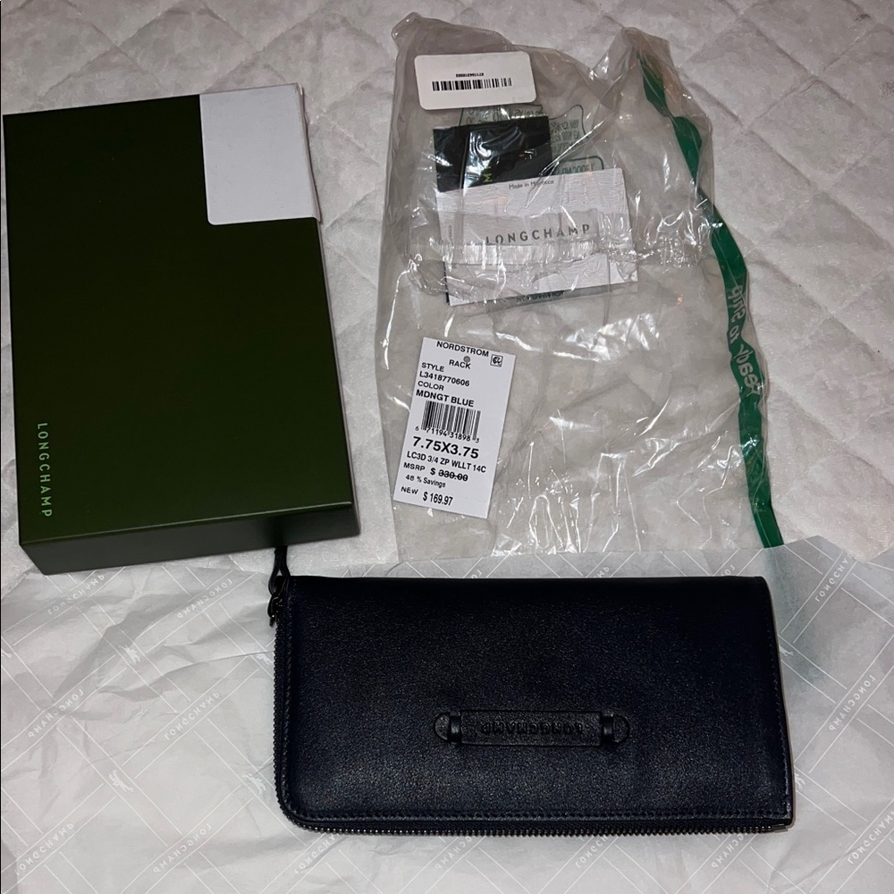 Longchamp Dark Blue Leather Wallet